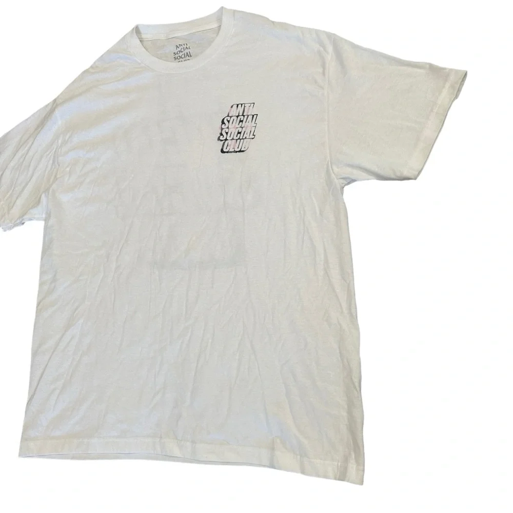 Anti Social Social Club T-shirt Mens Size XL White Short Sleeve Pink Plaid - Picture 6 of 9